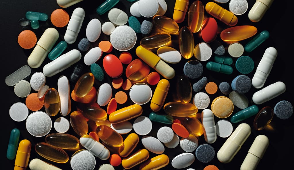 A composition of assorted pills and medications illustrating the diversity and allure of substances involved in over-the-counter drug abuse.