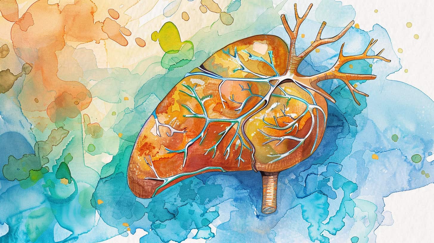 Illustration of a vibrant, healthy liver glowing with vitality, symbolizing optimal liver health and absence of signs of liver damage from drinking.