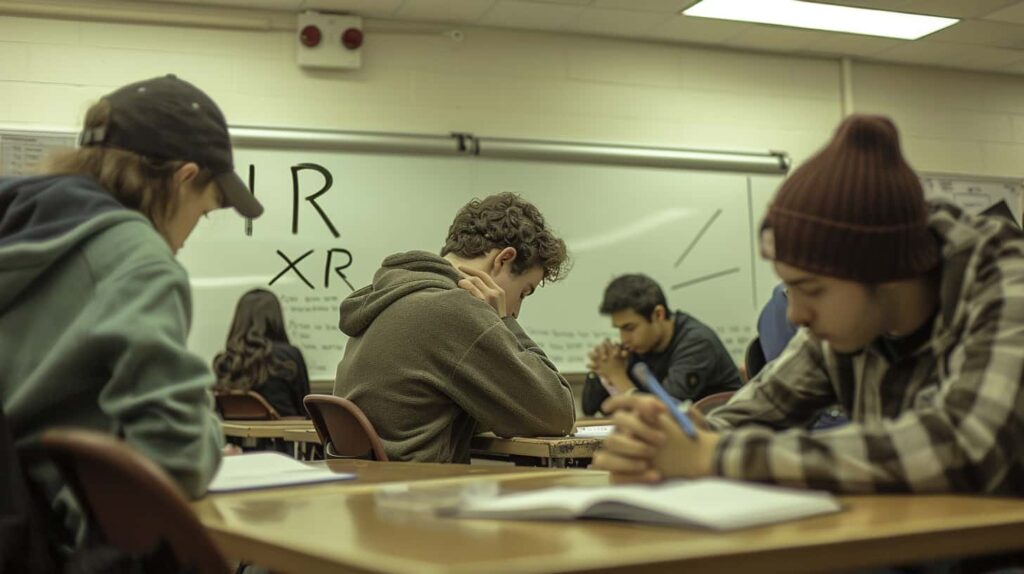 A group of students studying intently symbolizing the focus and concentration facilitated by medications like Adderall XR & IR for those with ADHD.