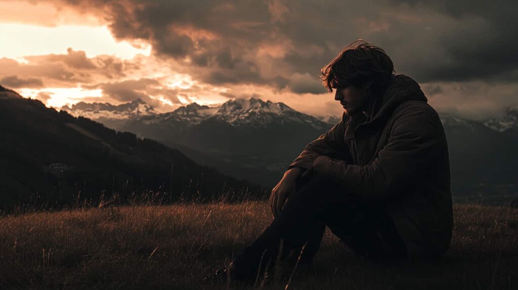 A man sits alone on a hillside thinking of the dangers he is in mixing fentanyl and prescription medications