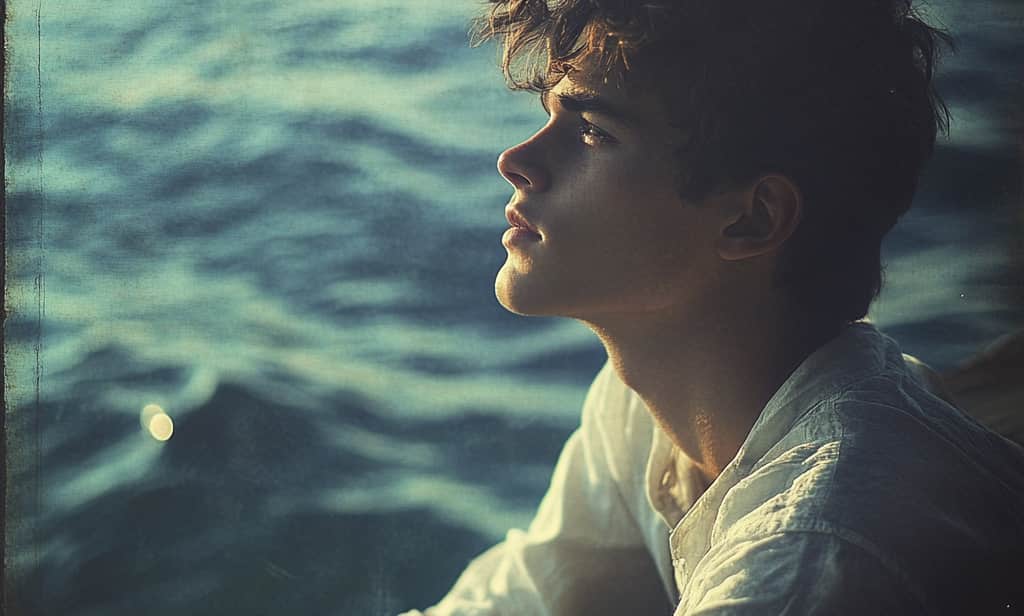 Young man looks up next to the sea contemplating, what is day treatment, and if it is right for him.