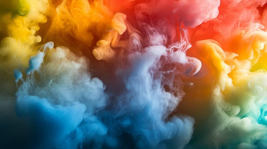 Colorful vapor clouds to show the allure of freebasing to some people.