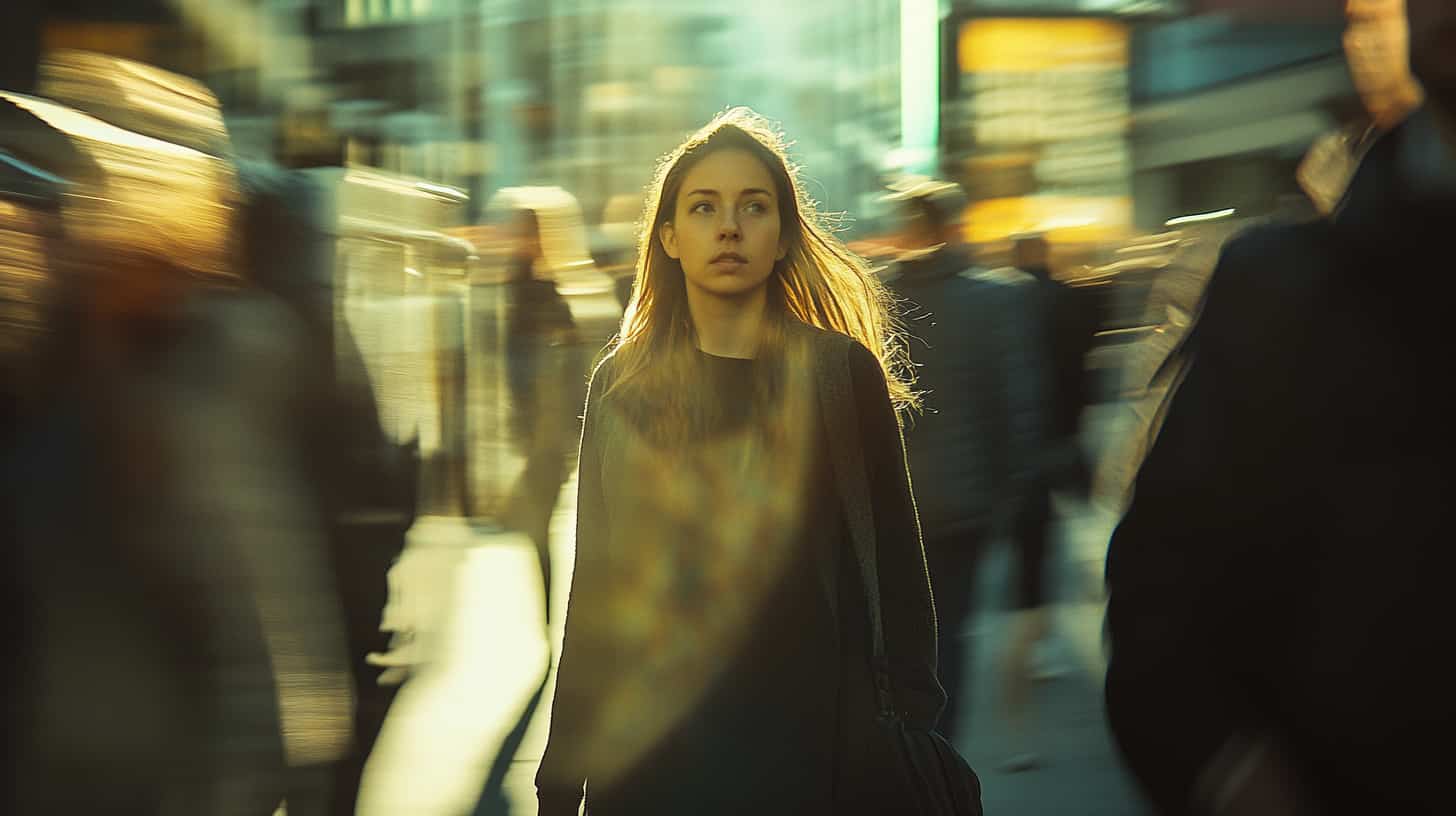 Woman walks the street in a bit of a fog, showing how a person might be confused before a Gabapentin overdose.