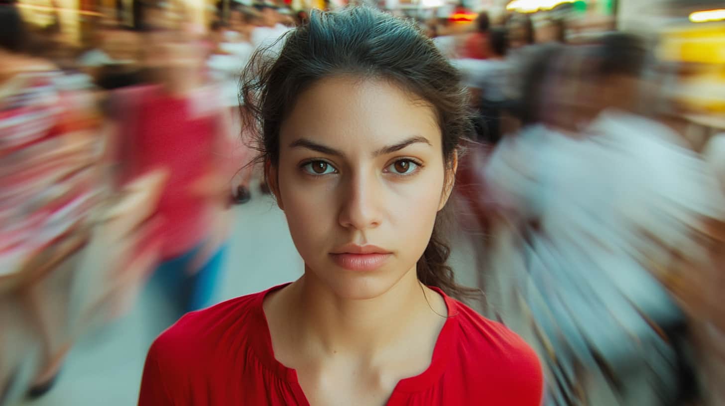 Image of a woman with a blurry street behind her to show how Suboxone for opioid addiction can calm things down.