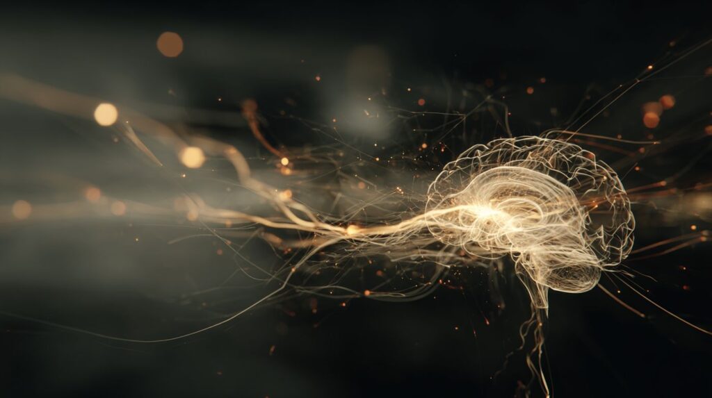 A glowing digital brain visualization illustrating neurological activity, reflecting the effects of xanax tapering on the brain.